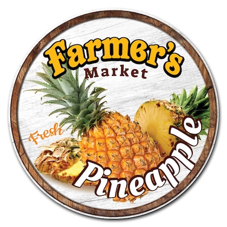 Corrugated Plastic Sign With Stakes 24in Circular-Farmers Market Pineapple